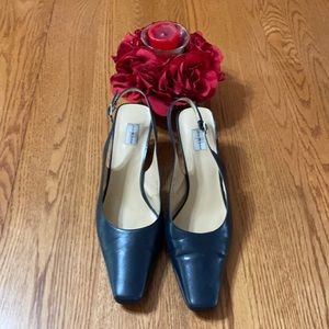 Navy blue leather 3” heels